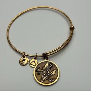 Vintage Alex and Ani Gold Lily of the Valley May Birthday Bangle